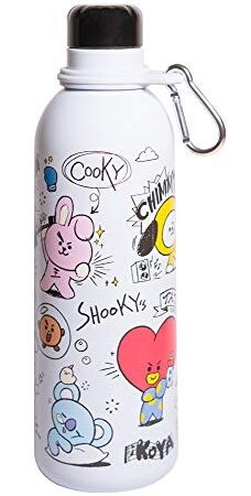 Grupo Erik Botella agua acero inoxidable BT21 - Botella metálica 500ml con asa, Botella térmica reutilizable - Aislamiento doble pared, Botella térmica de Frío/Caliente