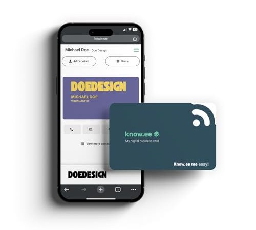 KNOW.EE | Tarjeta de Visita NFC + Código QR | Comparte tu tarjeta digital con un toque | iOS y Android | No necesita App