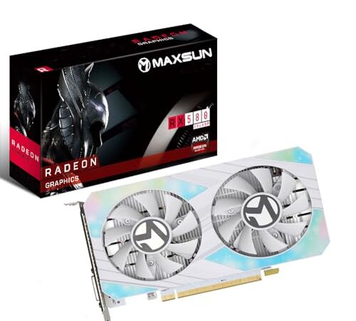 maxsun AMD Radeon RX 580 8GB Tarjeta Grafica Gaming 2048SP GDDR5 Tarjeta gráfica de vídeo para computadora GPU para Juegos de PC 256 bits DirectX 12 DVI, HDMI, DisplayPort Descodificación 4K
