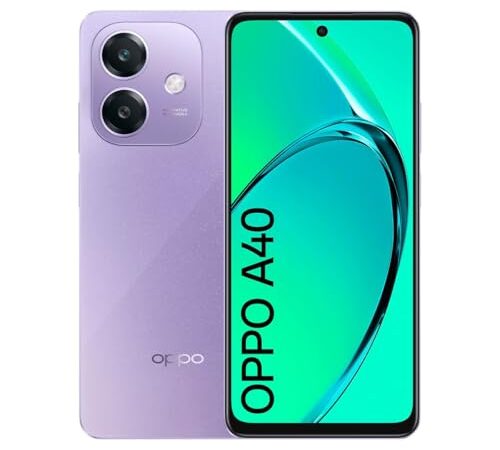 OPPO A40 - Smartphone Libre, 8GB(4GB+4GB) 128GB, Pantalla HD+ LCD 6.7", Cámara 50+2+8 MP, Android, Batería 5100mAh, Carga Rápida 45W - Morado