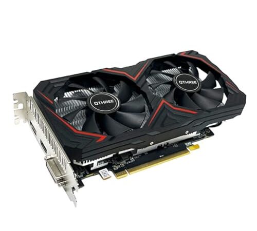 QTHREE Radeon RX 590 Tarjeta Grafica, 8G D5 256-bit, HDMI, DVI, DisplayPort, DirectX 12, 6 Pin Additional Power Connector, PCI Express x16