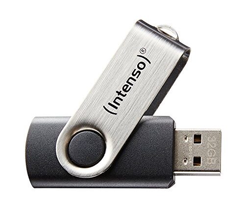 Intenso Basic Line - Memoria USB 2.0 de 64 GB (28 MB/s), Color Negro y Plateado