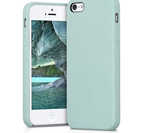 kwmobile Carcasa Compatible con Apple iPhone SE (1.Gen 2016) / iPhone 5 / iPhone 5S Funda - Case TPU y Silicona antigolpes - Apto Carga inalámbrica - Menta Mate