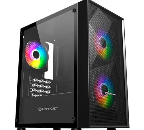 UNYKAch Caja Micro ATX Gaming MIR B200, Cristal Templado, Tres Ventiladores ARGB y Tres Puertos USB