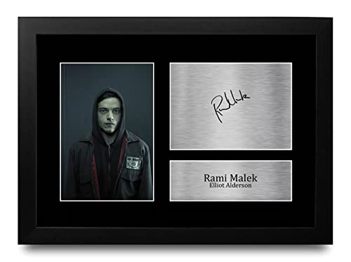 HWC Trading FR A4 Rami Malek Mr. Robot Los Regalos Imprimieron La Imagen Firmada Del Autógrafo Para Los Fans De La Demostración De Serie De Televisión - A4 Framed