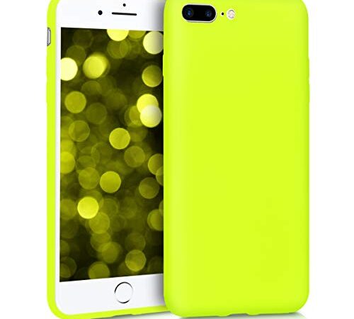 kwmobile Funda para Apple iPhone 7 Plus/iPhone 8 Plus Carcasa - Ultrafina de TPU y Silicona con Bordes elevados anticaídas - Amarillo neón